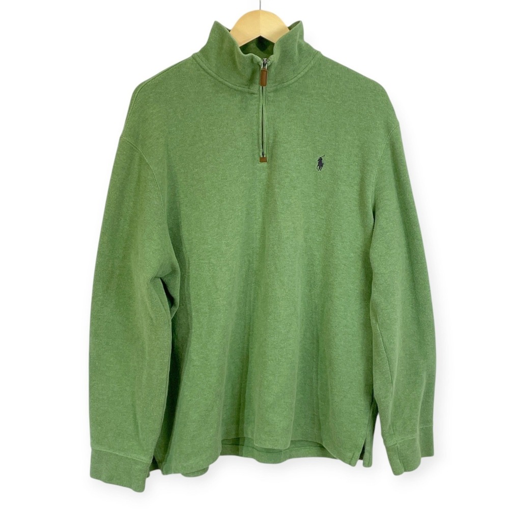 Polo Ralph Lauren Mens Quarter Zip Mock Neck Pullover Sweater XXL Cotton Classic